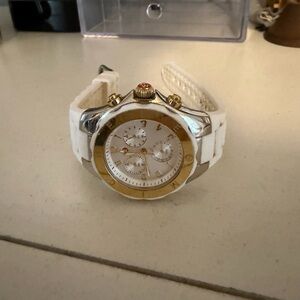 Michele White and Gold Women's Watch